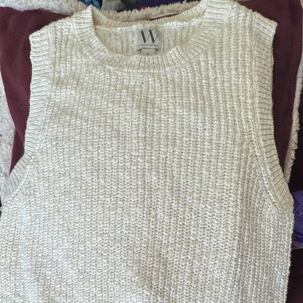 Worthington Sweater Tie Back Sleeveless Tank Shirt Very Natural Medium